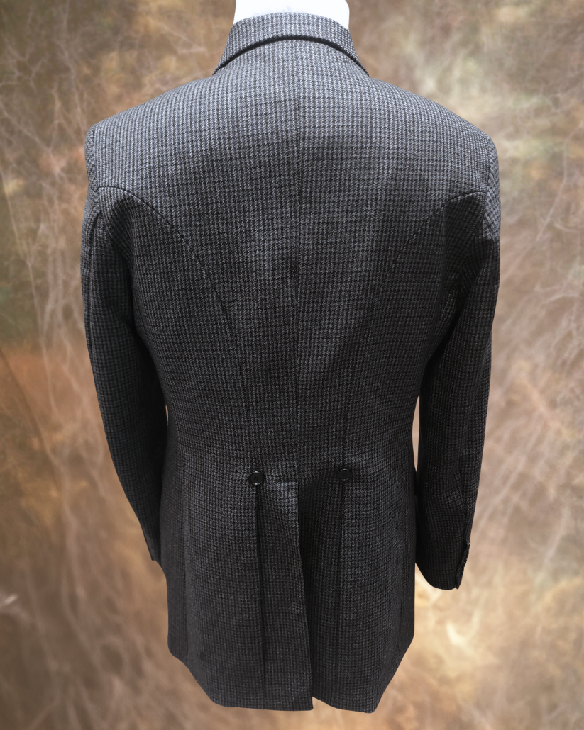 Men's Town Coat - Black Grey and Navy Houndstooth Tweed