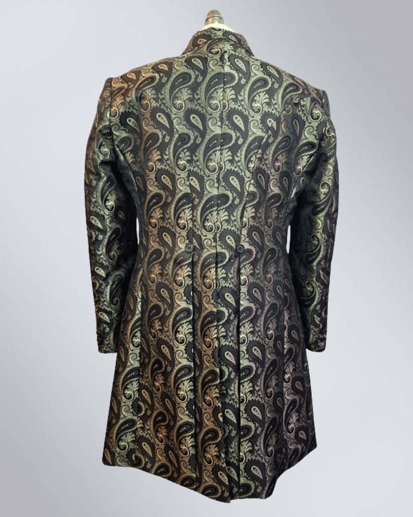 Men's Brown Paisley Brocade Frock Coat