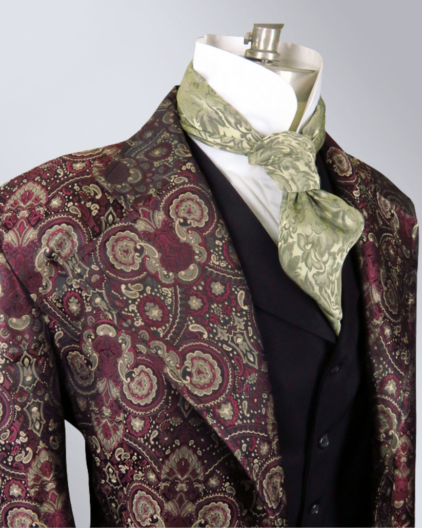 Men's Burgundy Brocade Frock Coat