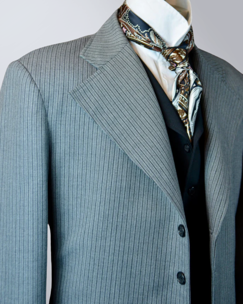Men's Light Grey Morning Stripe Wool Frock Coat