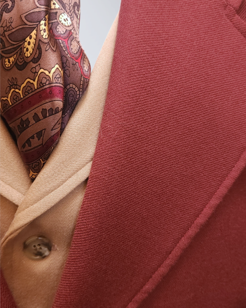 Men's Red Twill Wool Frock Coat