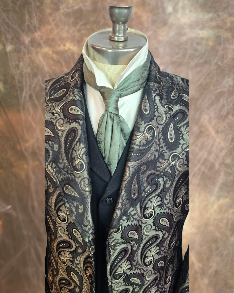 Men's Brocade Frock Coat - Brown Paisley