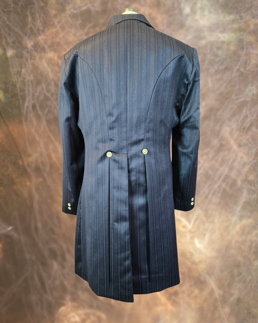 Men's Navy Pinstripe Wool Frock Coat