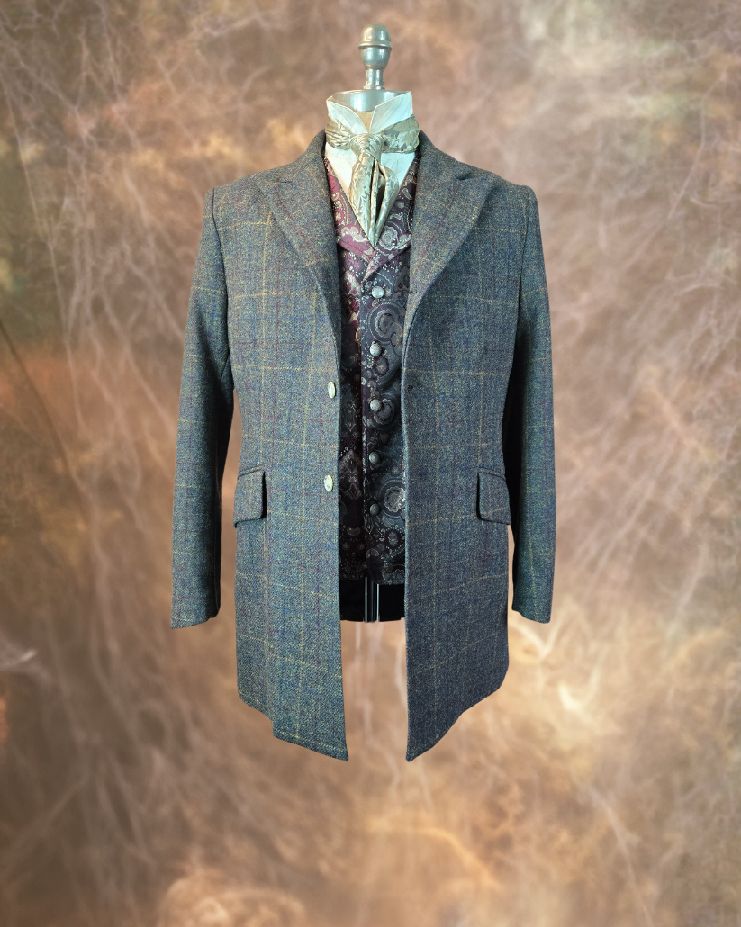 Men's Town Coat - Multi-Color Tweed Glen Plaid