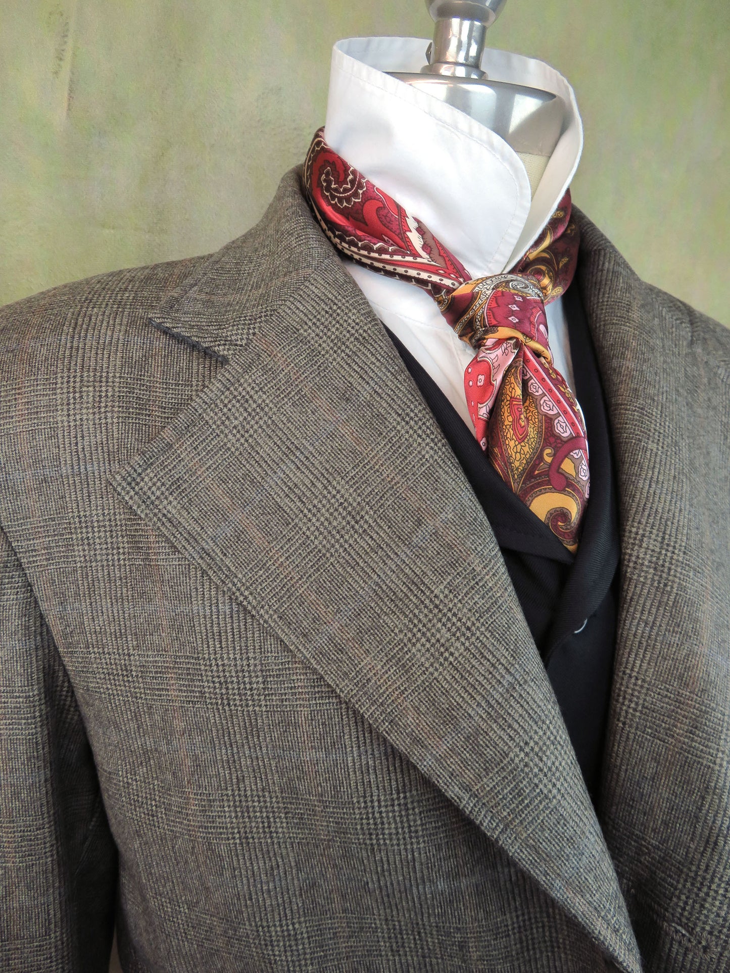 Men's Frock Coat - Peppercorn Glen Plaid With Rust and Blue Accents