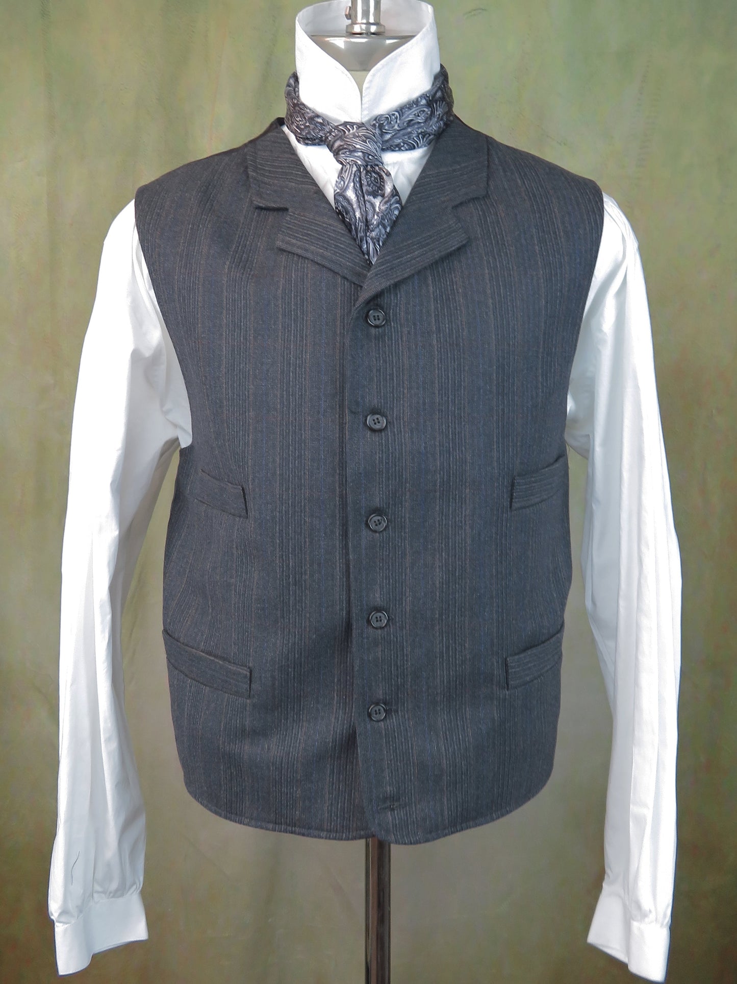 Men's Notch Vest - Autumn Grey and Red Windowpane