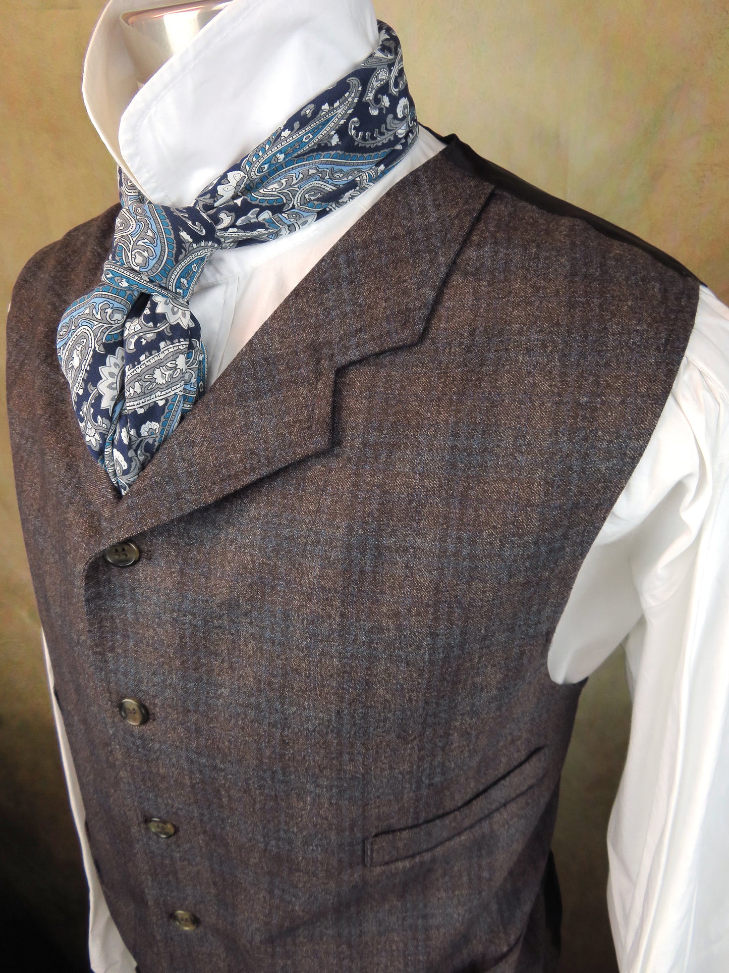 Men's Notch Vest - Cimarron Red and Dark Blue Plaid