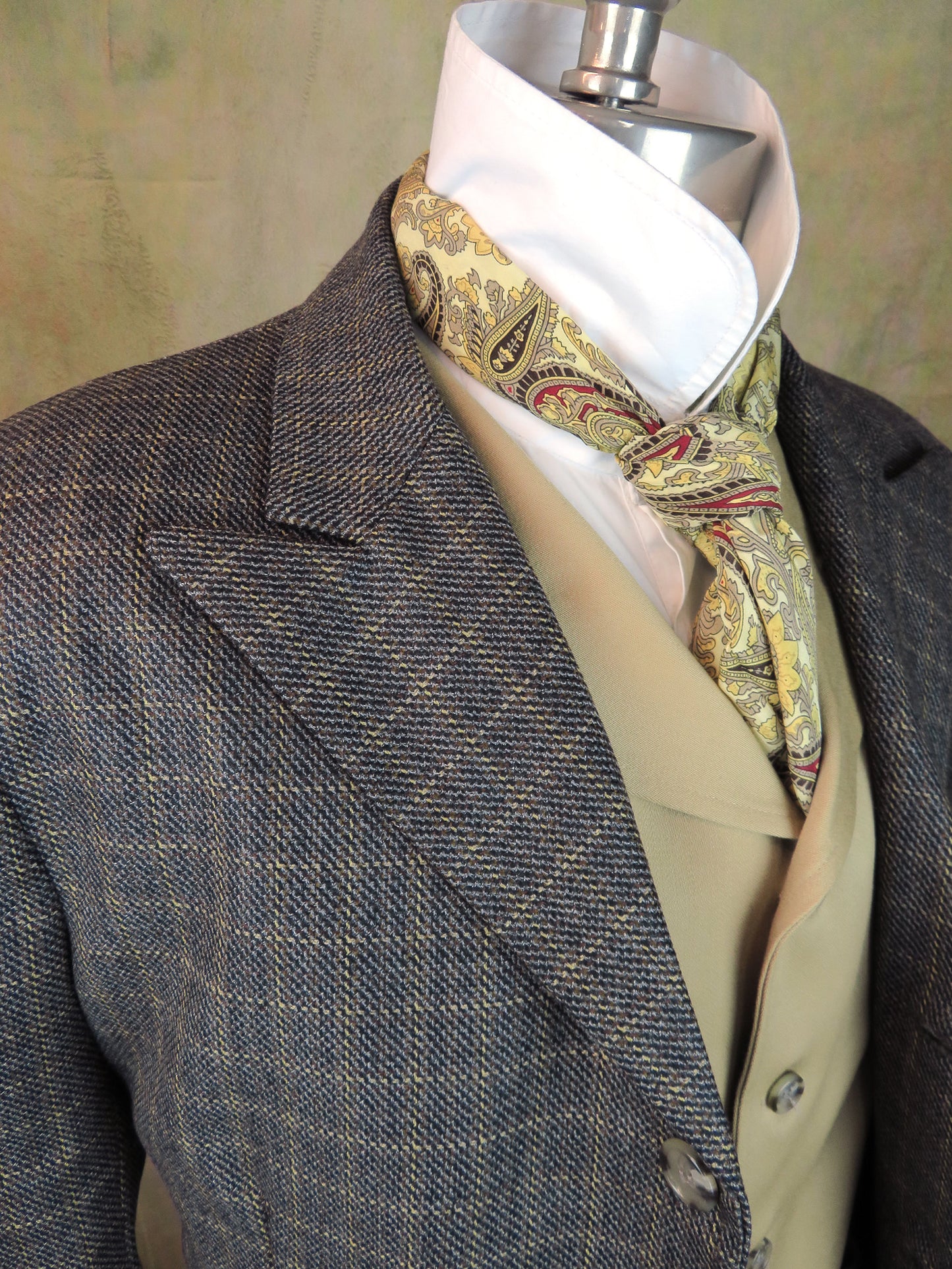 Men's Town Coat - Navy and Gold Windowpane #4920