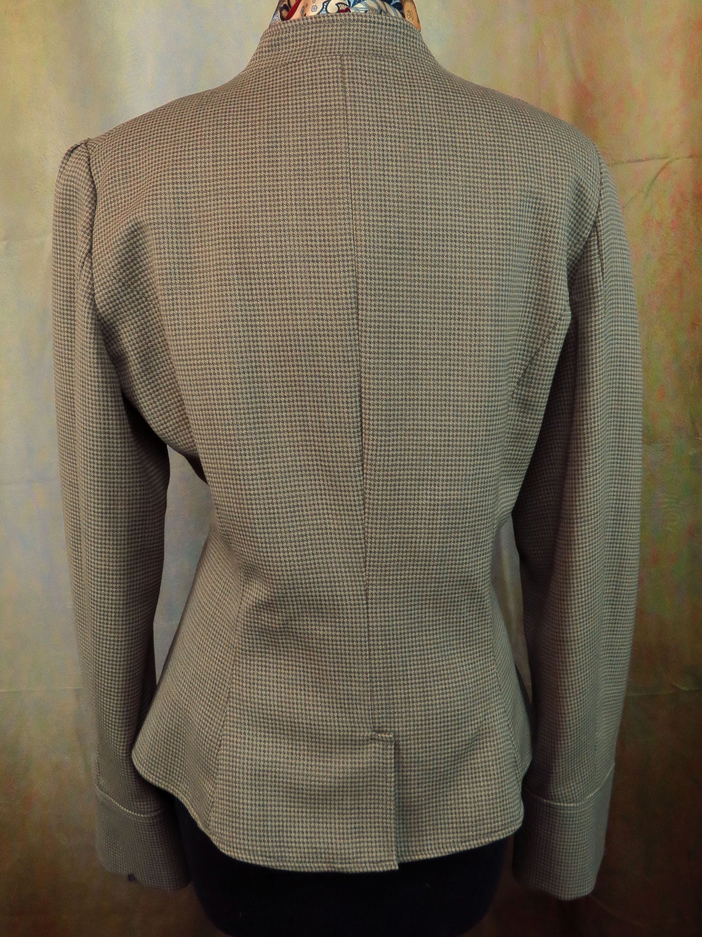 Women's Victoriana Jacket - Khaki and Beige Mini Check #3081
