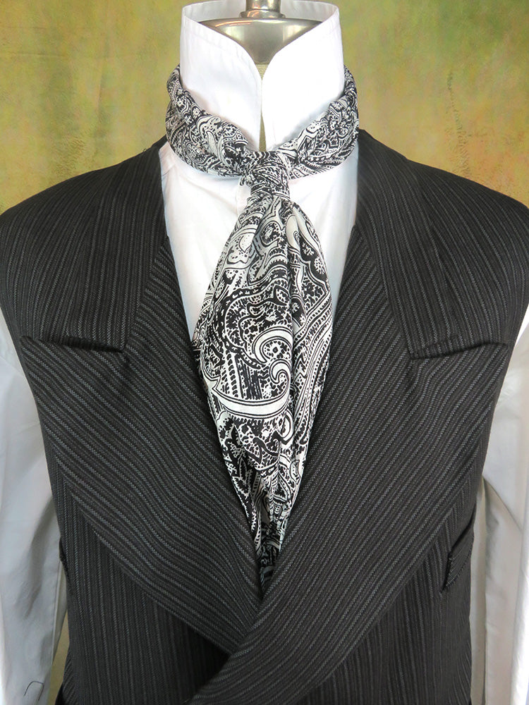 Men's Double Breasted Vest - Black and Charcoal Grey Alternating Stripe
