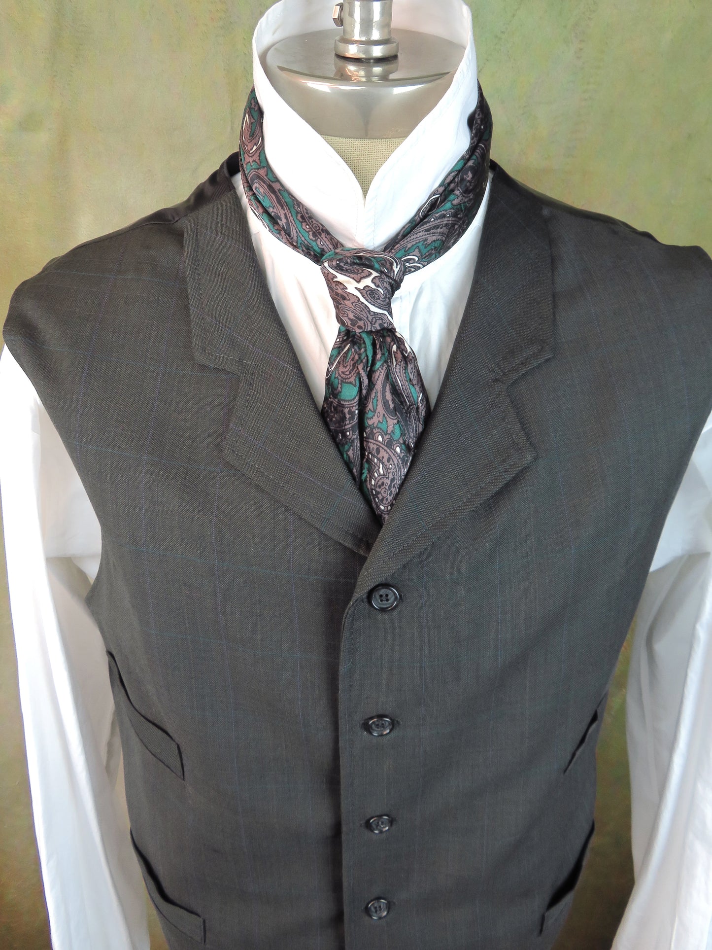 Men's Notch Vest - Dark Forest Green Tropical Worsted