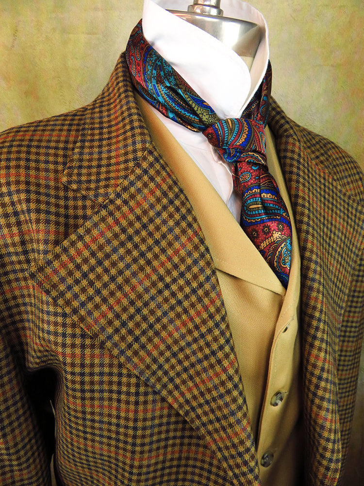 Men's Frock Coat - Mustard Check with Brown, Rust & Navy