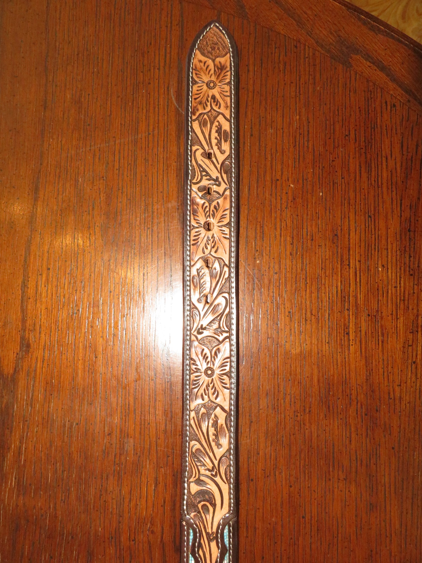 Challenger Leather Belt with a Turquoise native American pattern