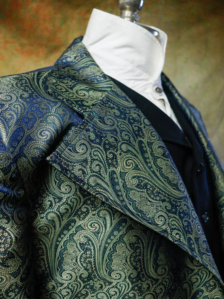 Men's Brocade Frock Coat - Blue and Gold