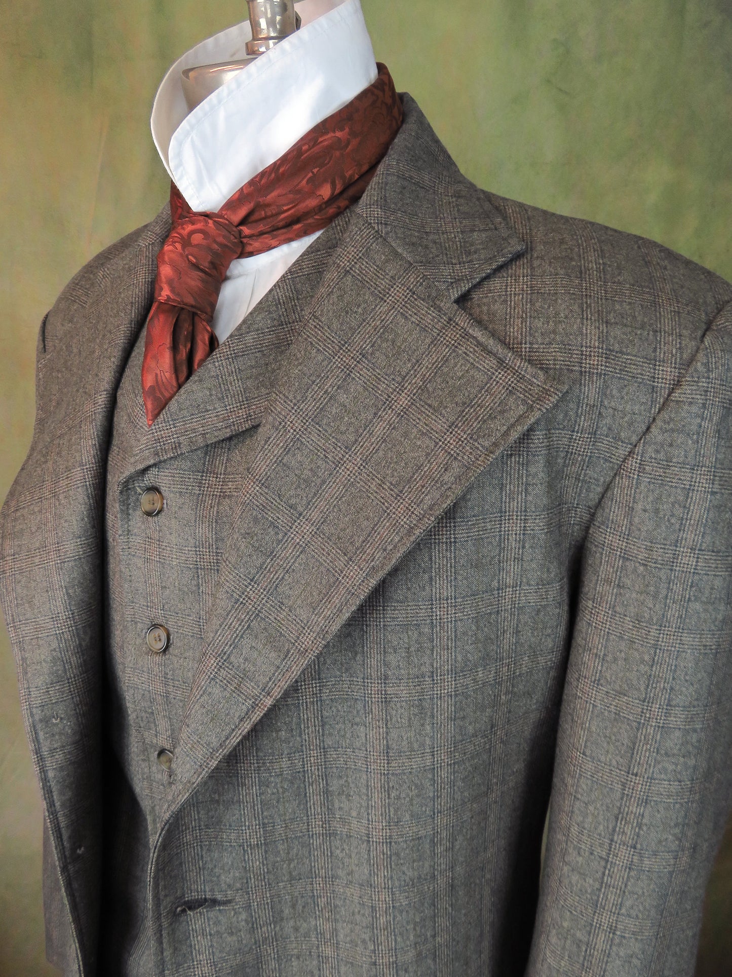 Men's Frock Coat - Grey with Rust and Navy Glen Plaid