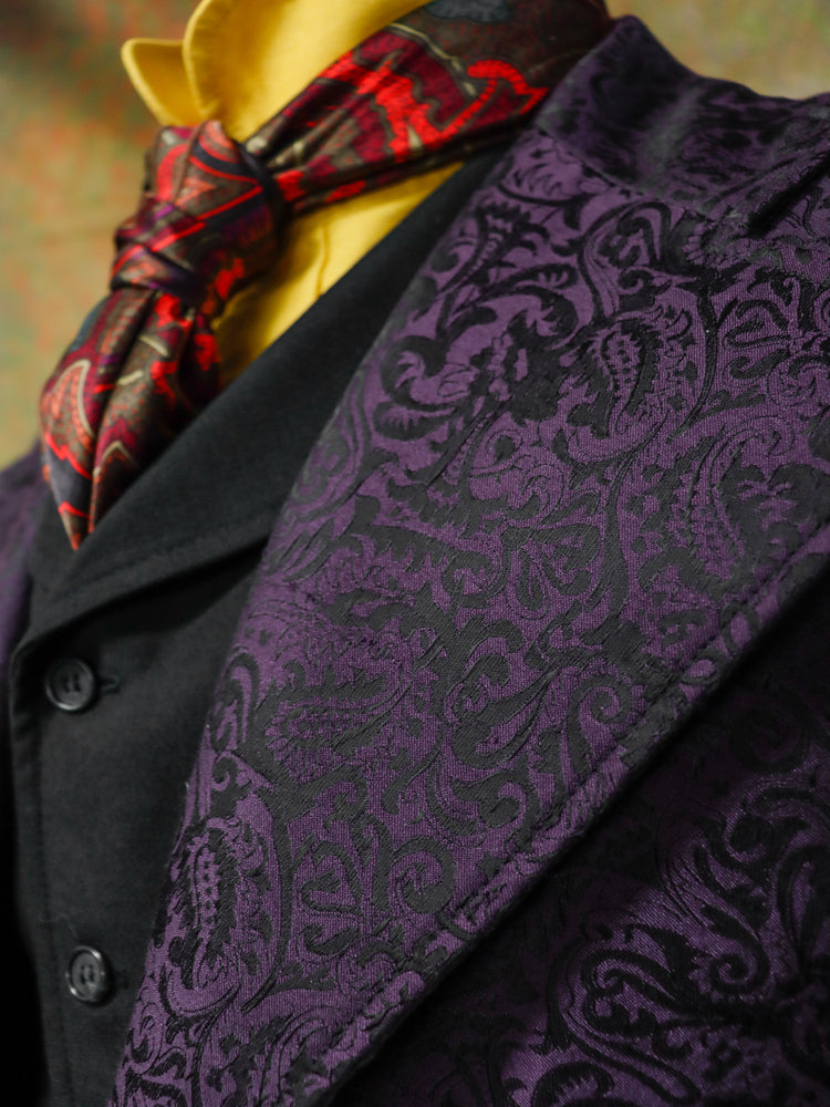 Men's Brocade Frock Coat - Purple