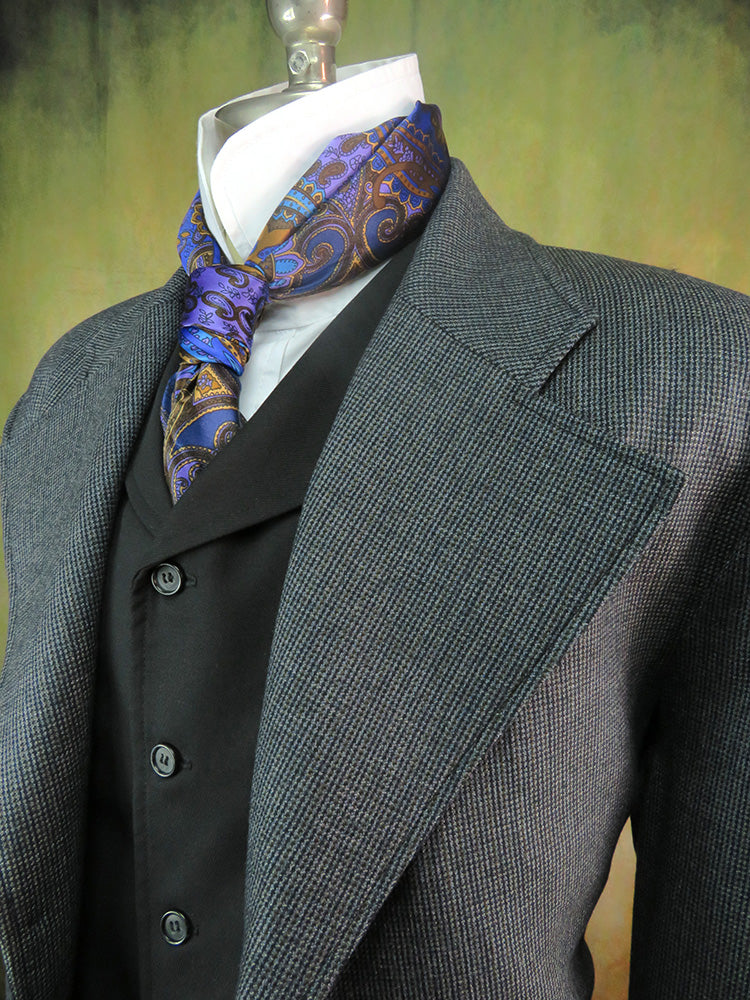 Men's Frock Coat - Black with Grey and Chocolate Mini Check