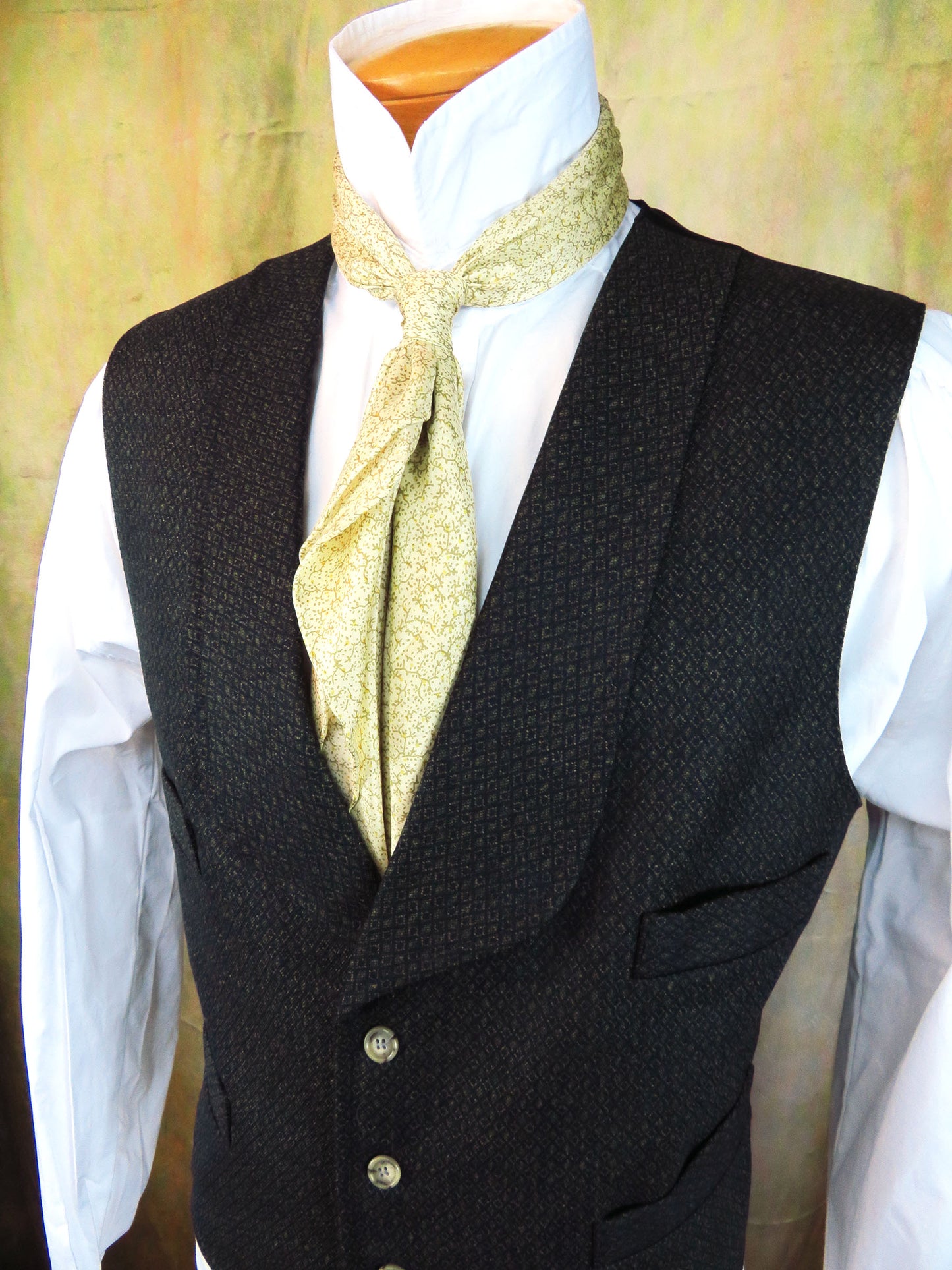 Men's Shawl Vest - Green Diamond Limited Fabric #749-B