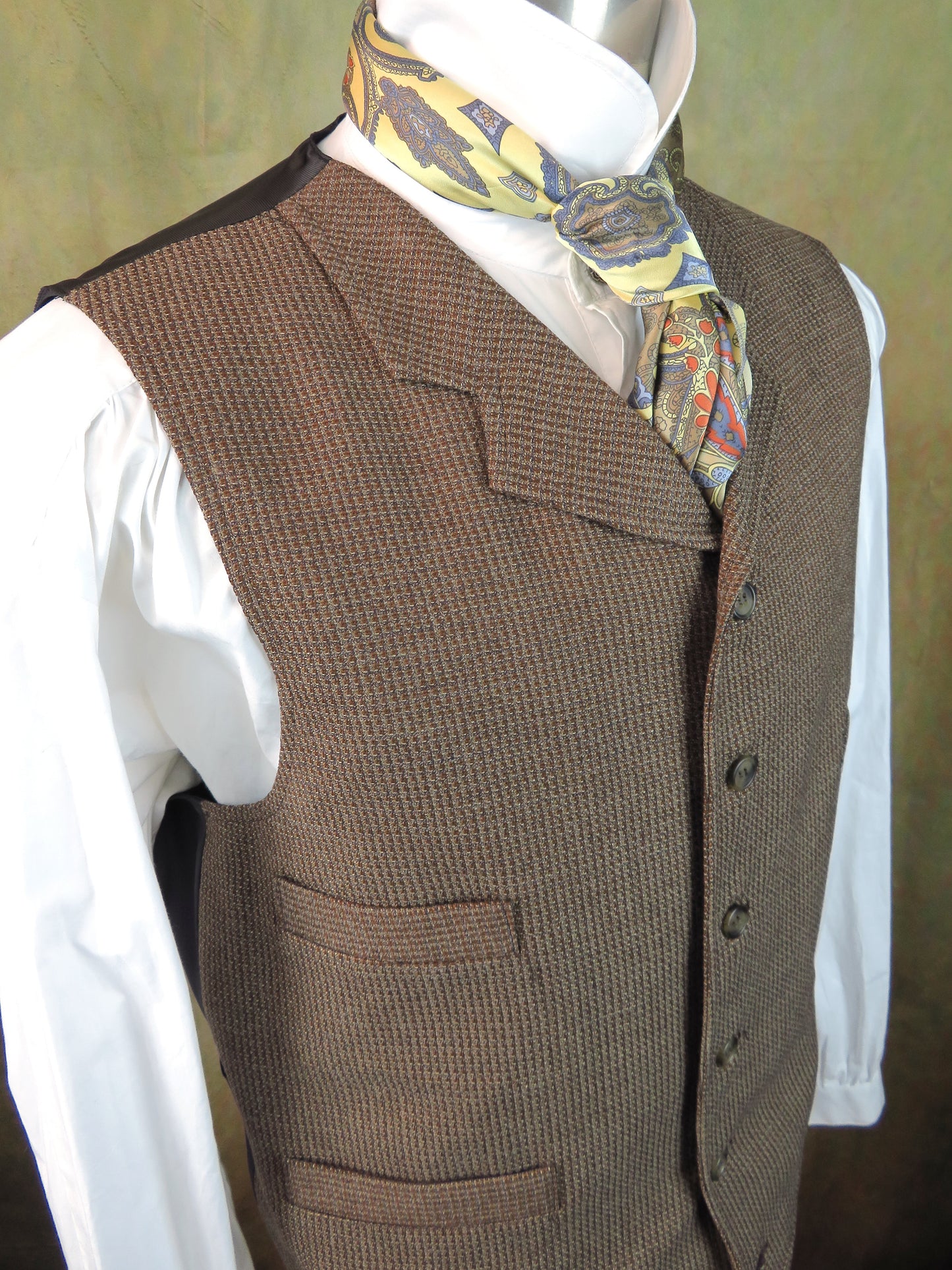 Men's Notch Vest - Brass and Copper Mini-Check