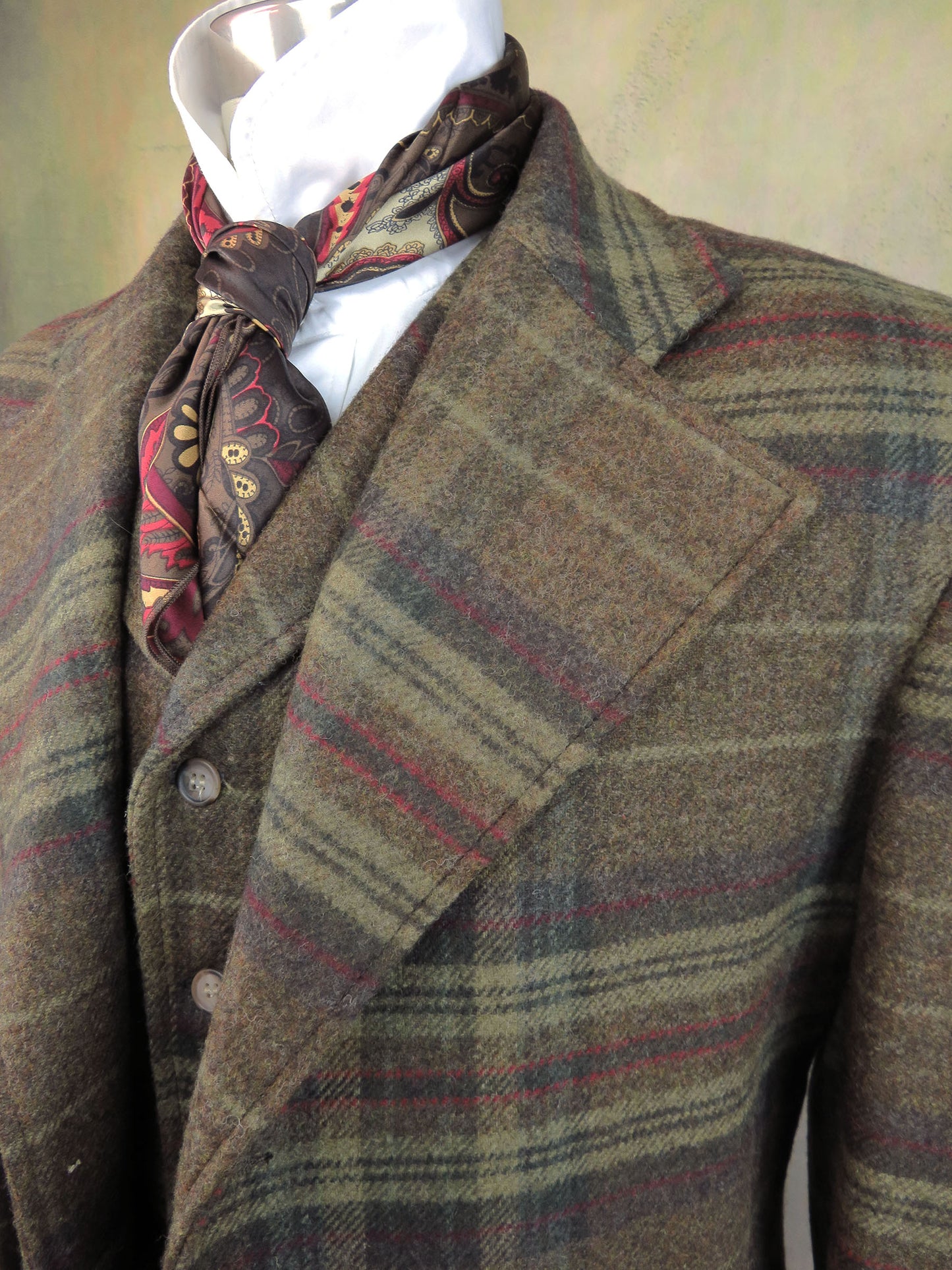Men's Frock Coat - Brown, Rust and Taupe Plaid Flannel