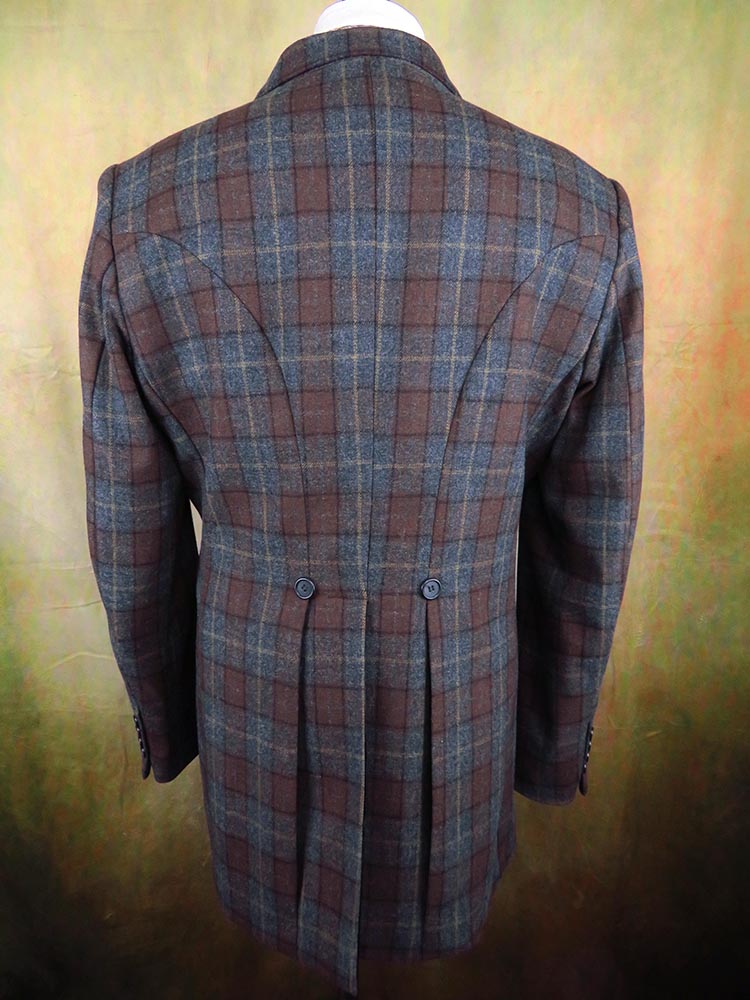 Men's Town Coat - Charcoal Grey and Rust with Tan Accent Plaid #323