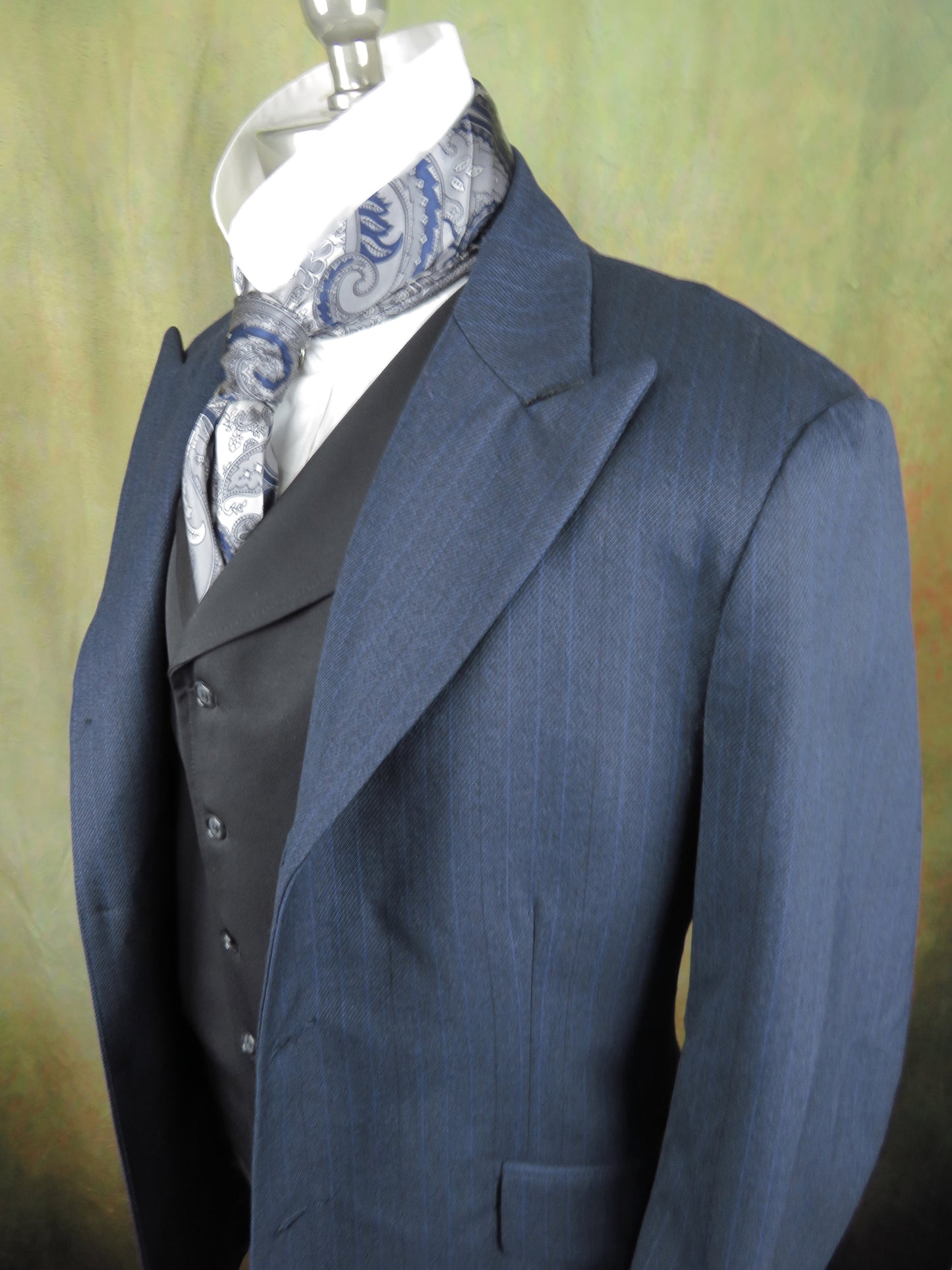 Men's Town Coat - Blue Diagonal Royal Pinstripe