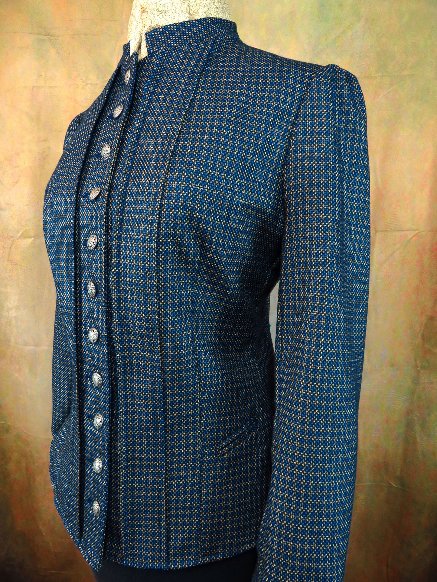 Women's Victoriana Jacket - Blue and Gold Starburst #121