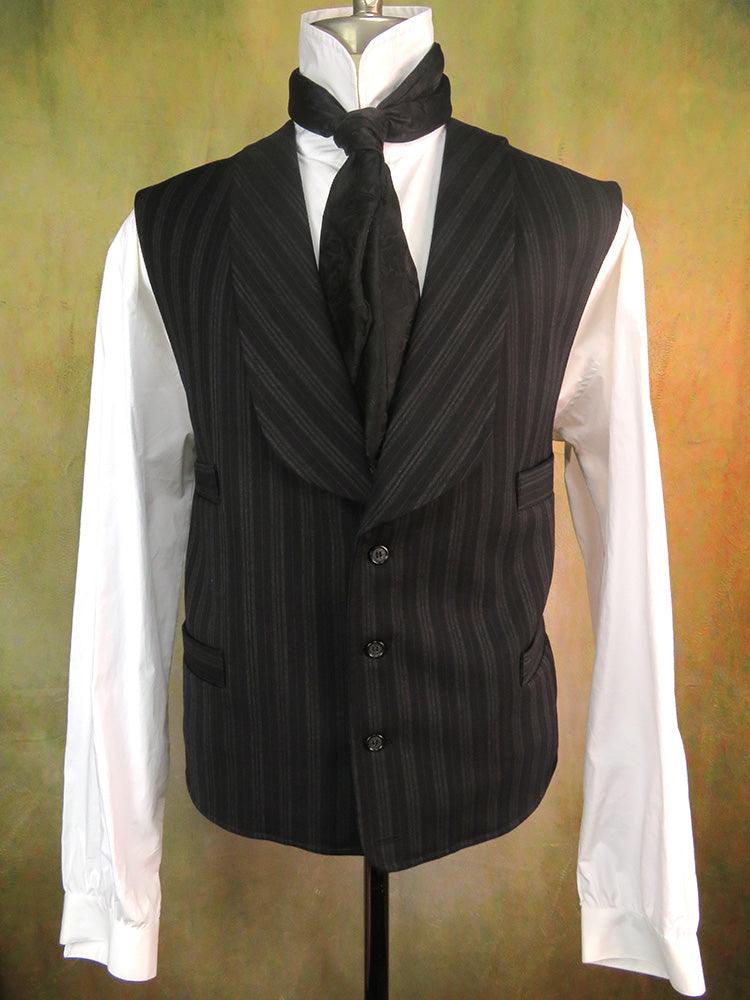 Men's Double Breasted Vest - Black with Charcoal and Copper Stripe #621