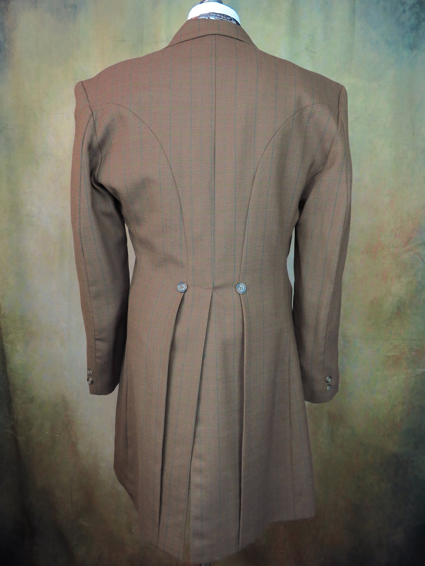 Men's Frock Coat - Brown with Green Windowpane