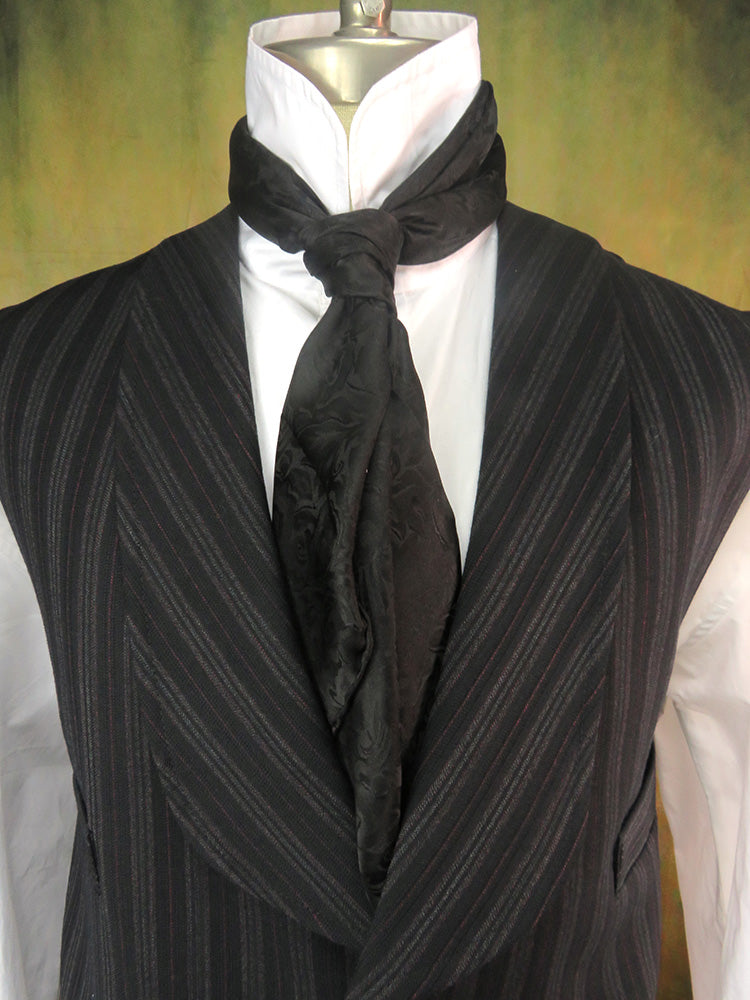 Men's Double Breasted Vest - Black with Charcoal and Copper Stripe #621