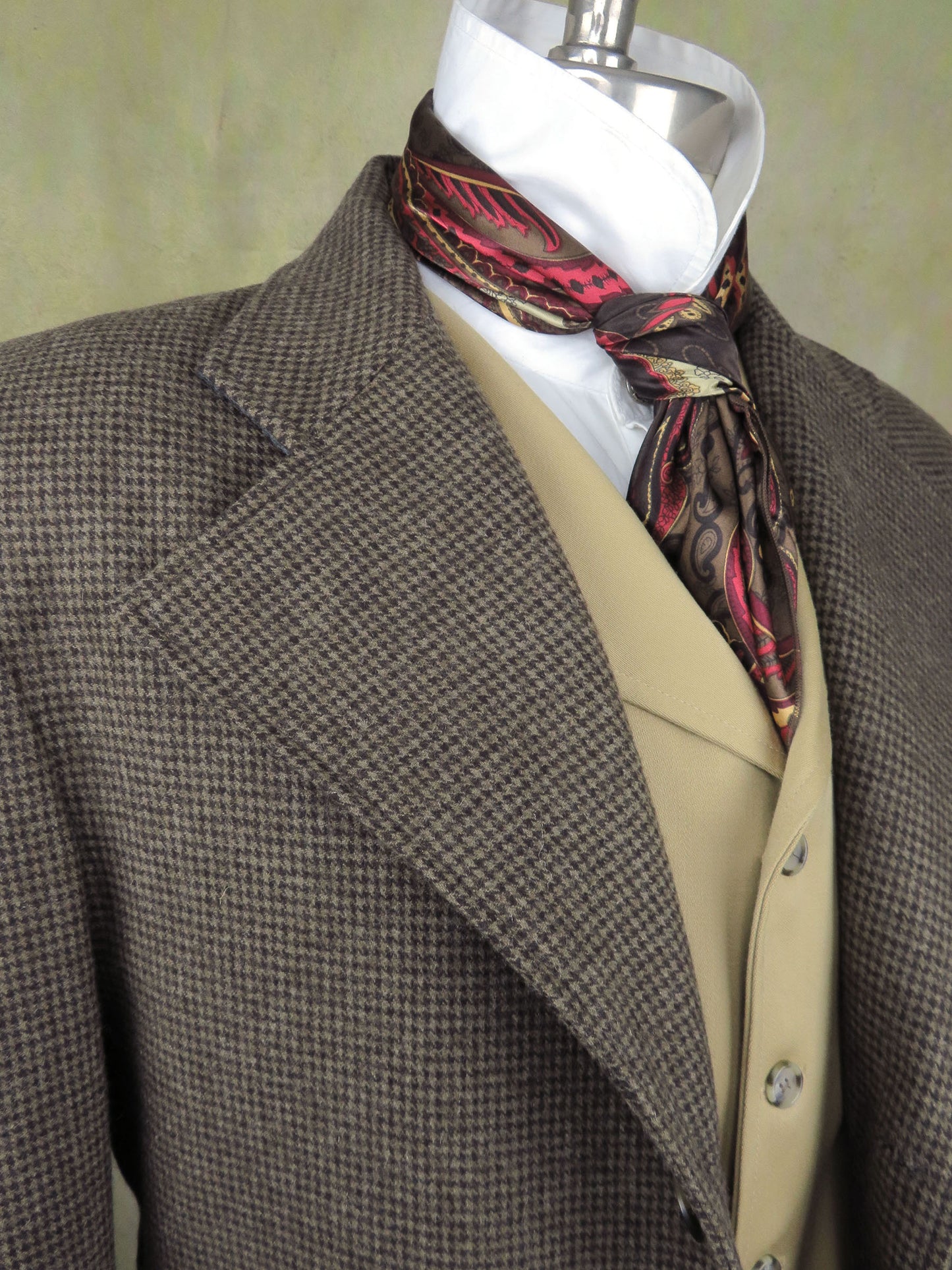 Men's Frock Coat - Taupe Houndstooth Cashmere Blend