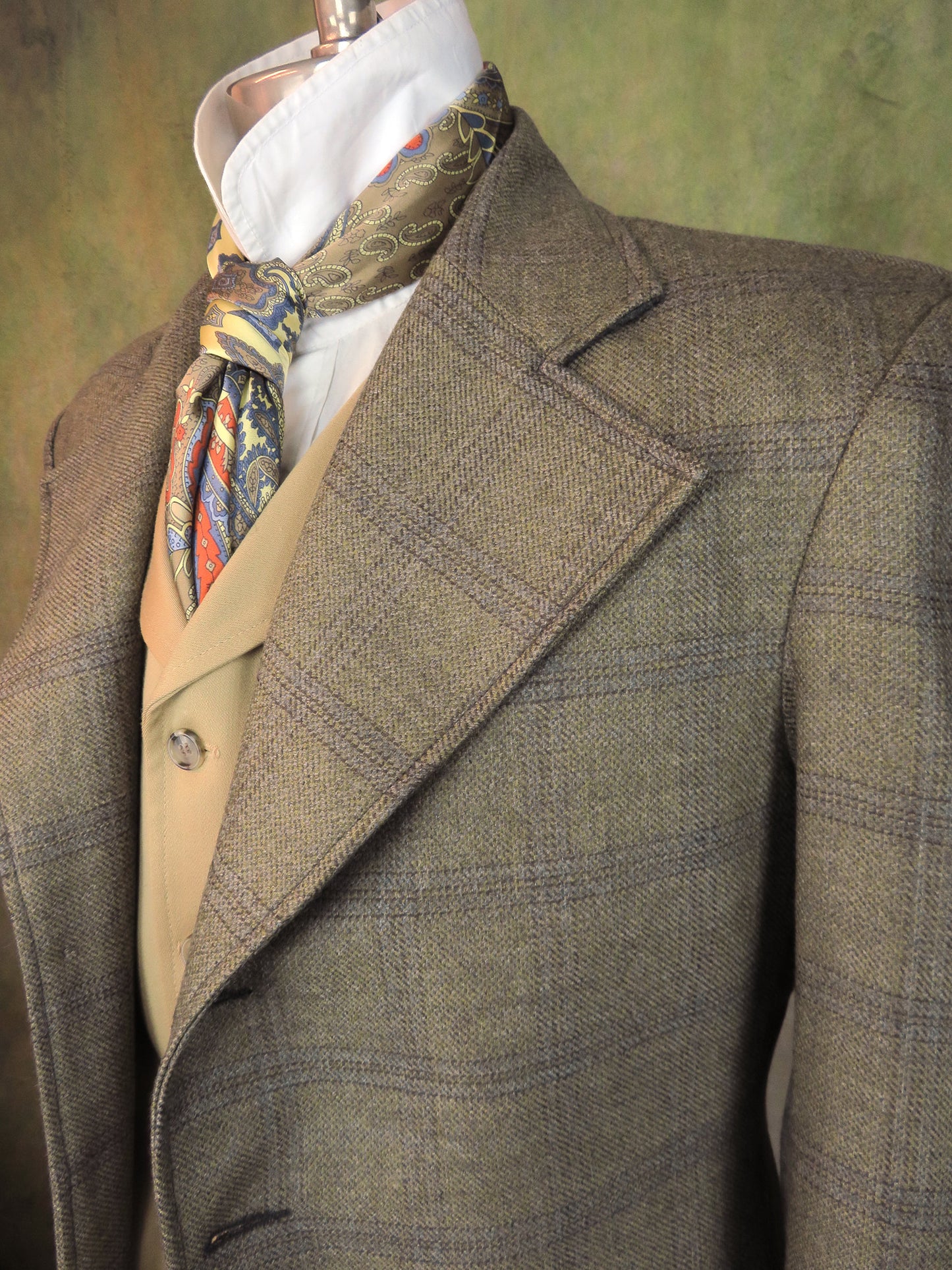 Men's Frock Coat - Olive and Periwinkle Glen Plaid f23