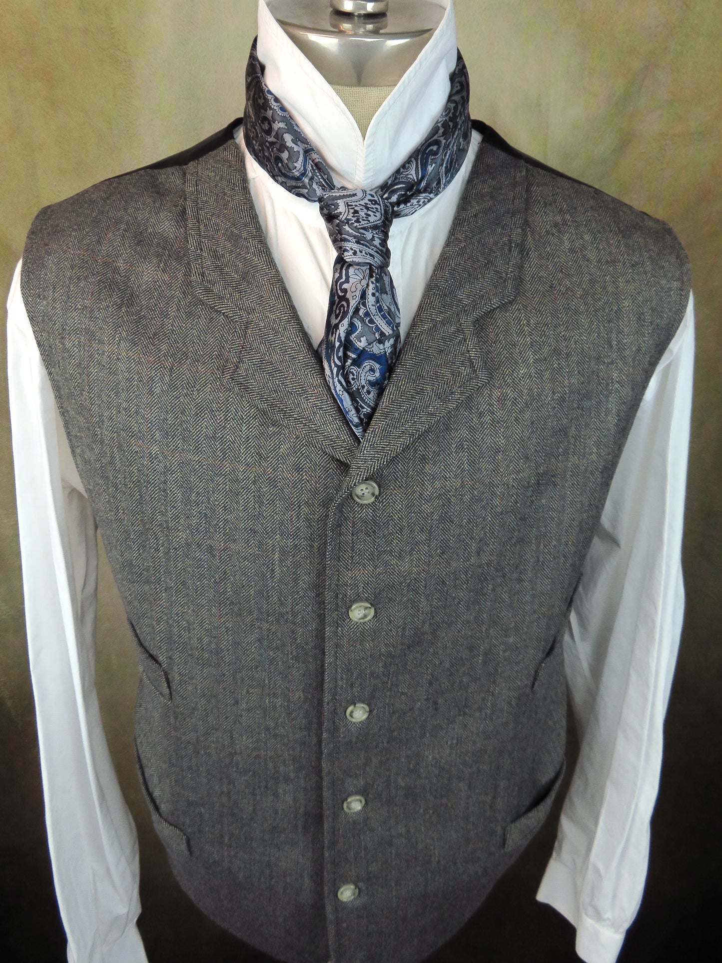 Men's Notch Vest - Anchor Grey Herringbone with Windowpane #456