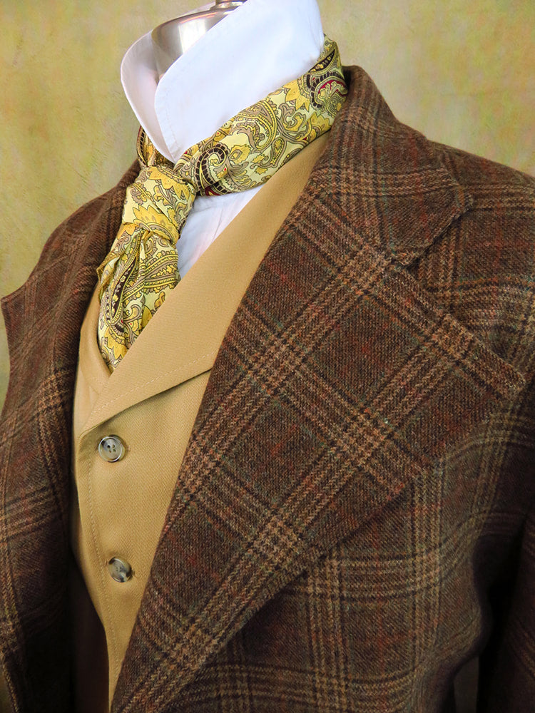 Men's Frock Coat - Rich Brown Glen Plaid