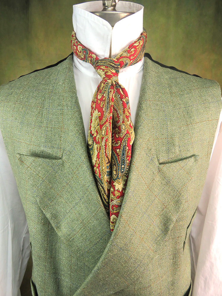 Men's Double Breasted Vest - Seafoam Green with Blue and Copper Windowpane