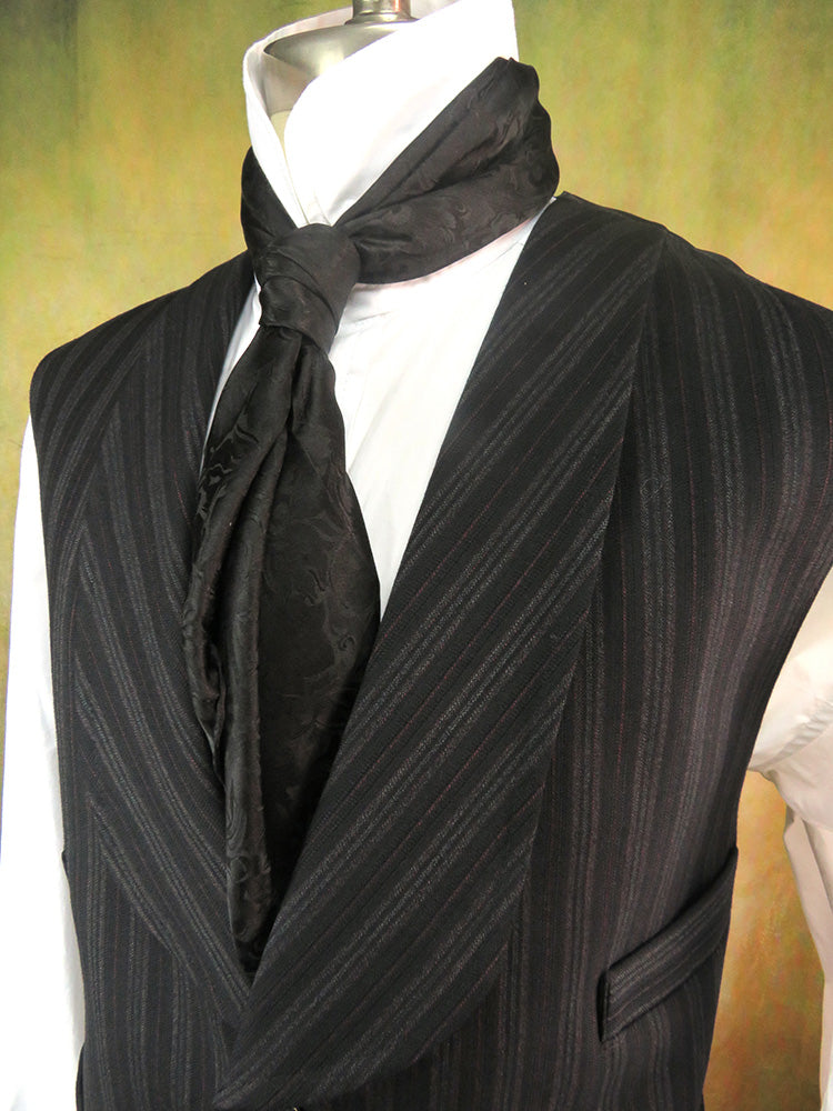 Men's Double Breasted Vest - Black with Charcoal and Copper Stripe #621