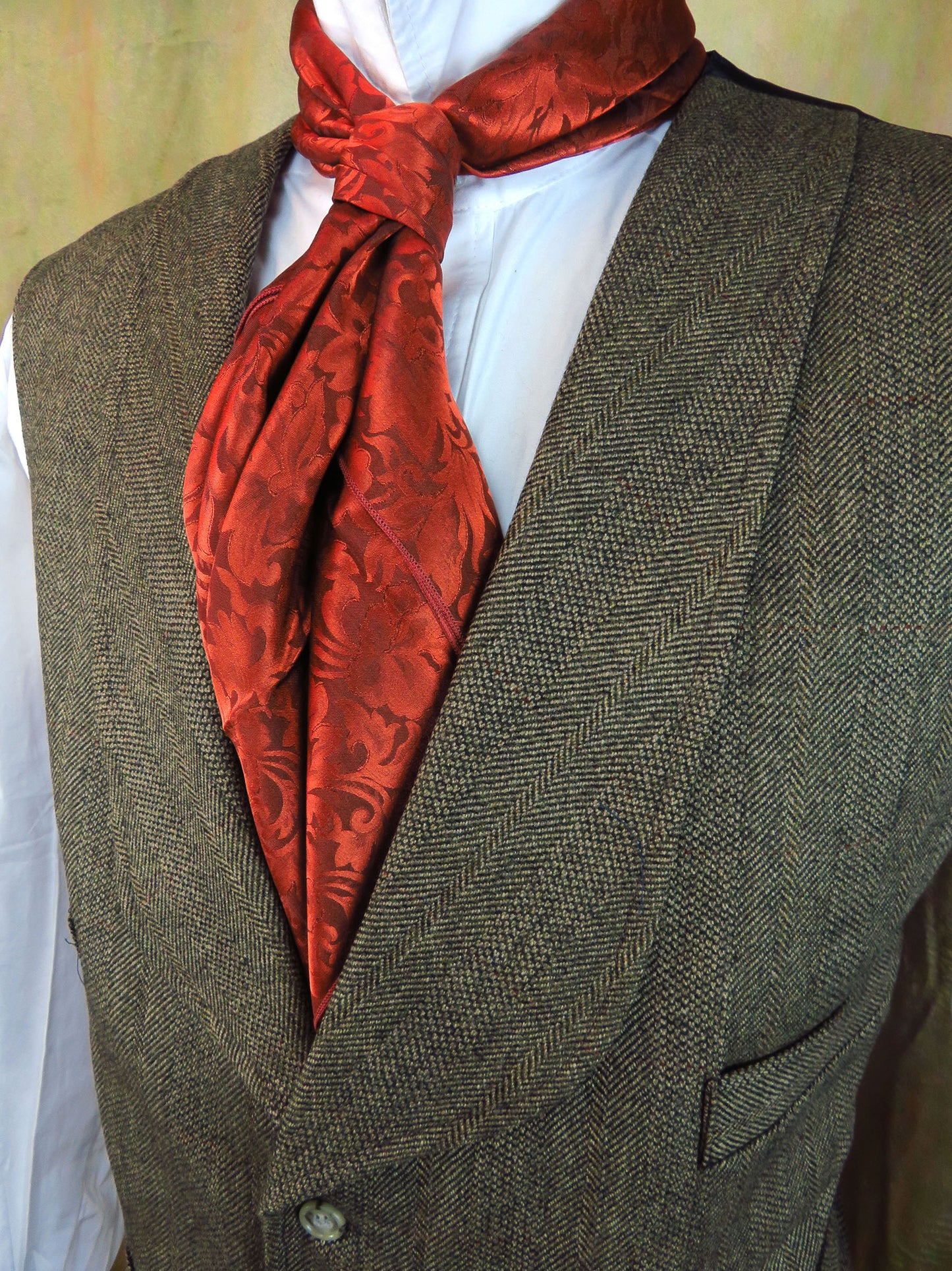 Men's Shawl Vest - Verdun Green Herringbone
