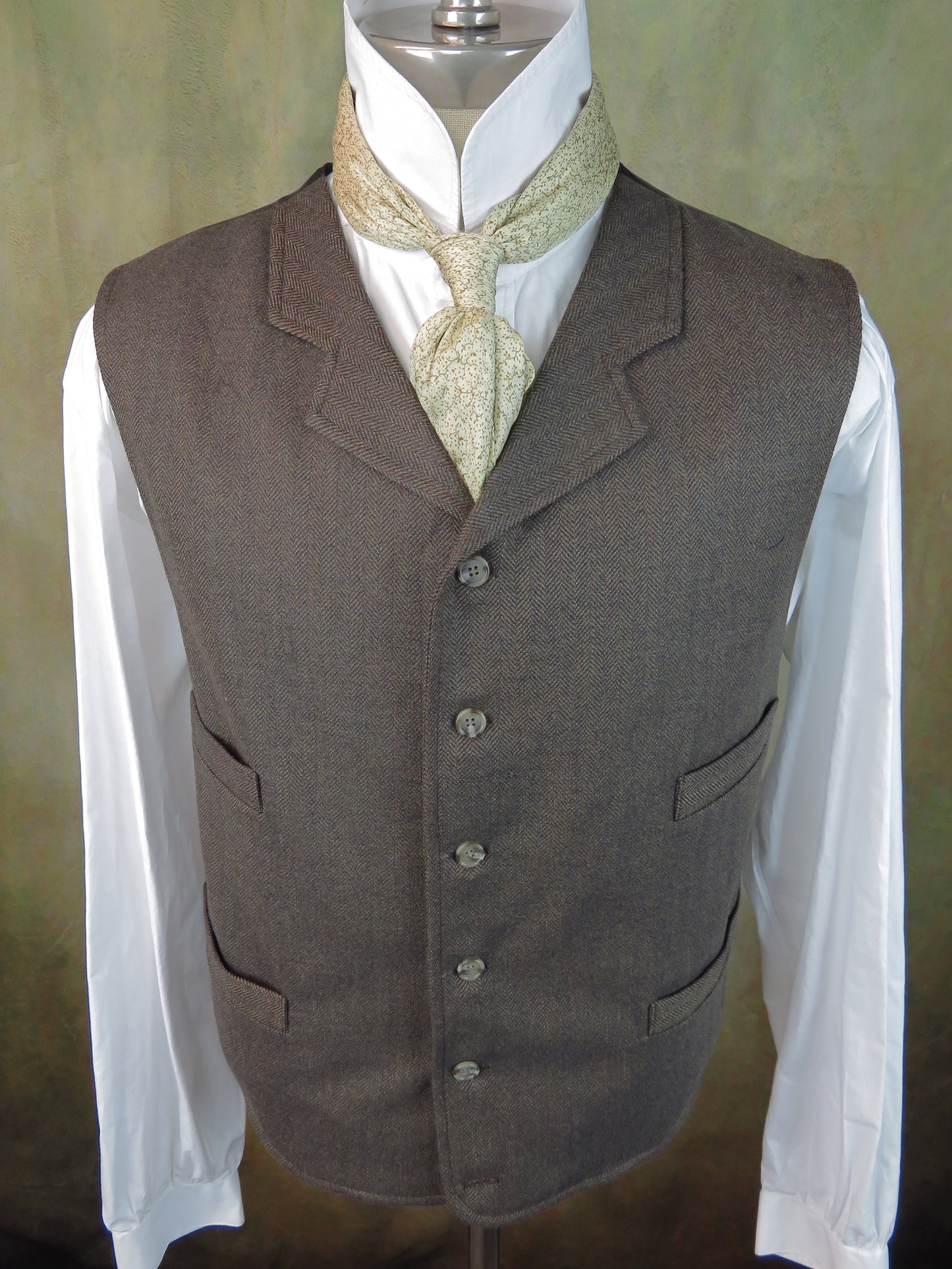 Men's Notch Vest - Coffee Brown Herringbone (484-B)