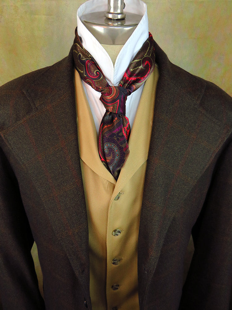Men's Frock Coat - Chocolate Twill with Rust Windowpane