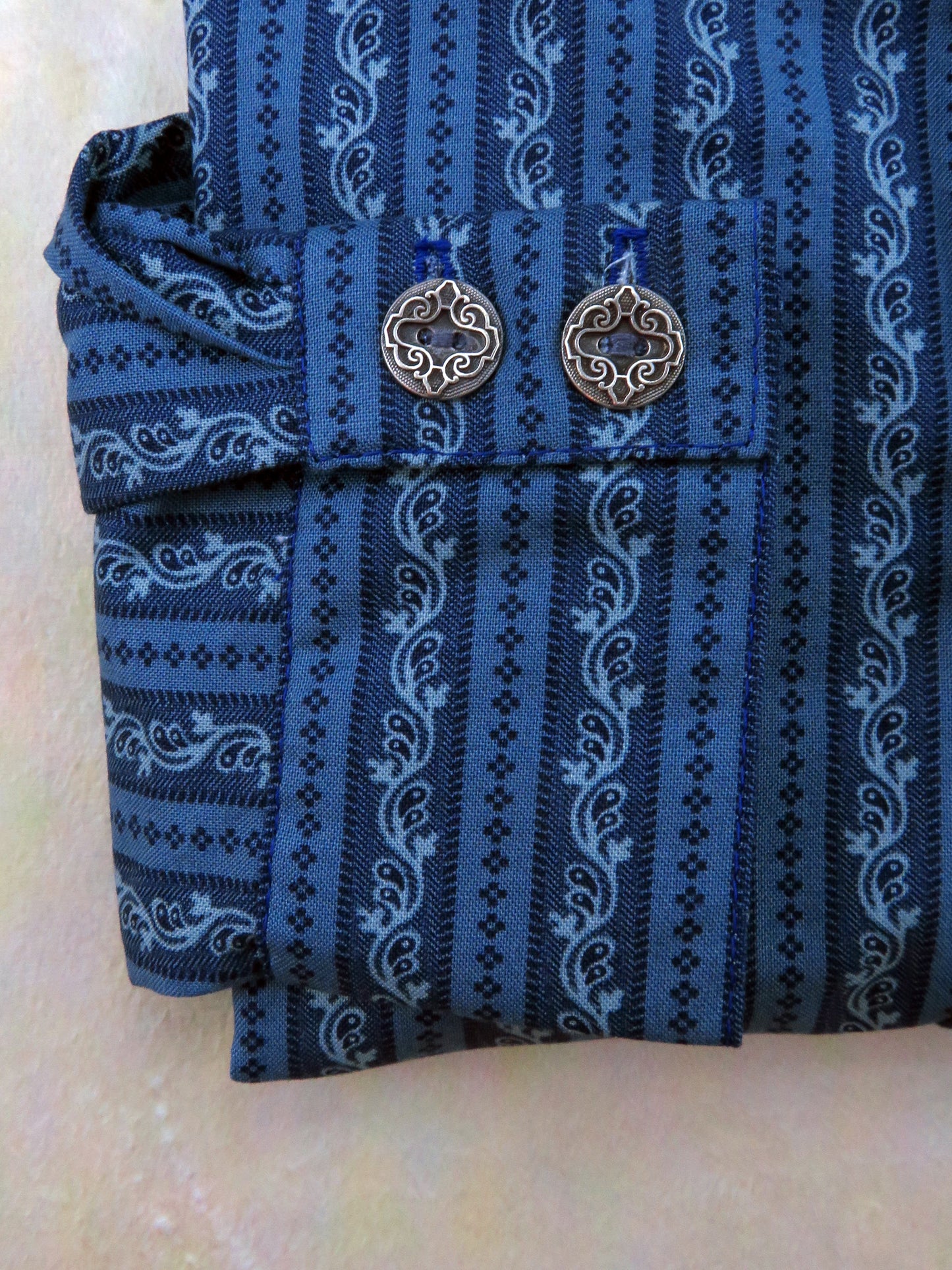 Oxford Blue Filigree Stripe Men's Dakota Shirt
