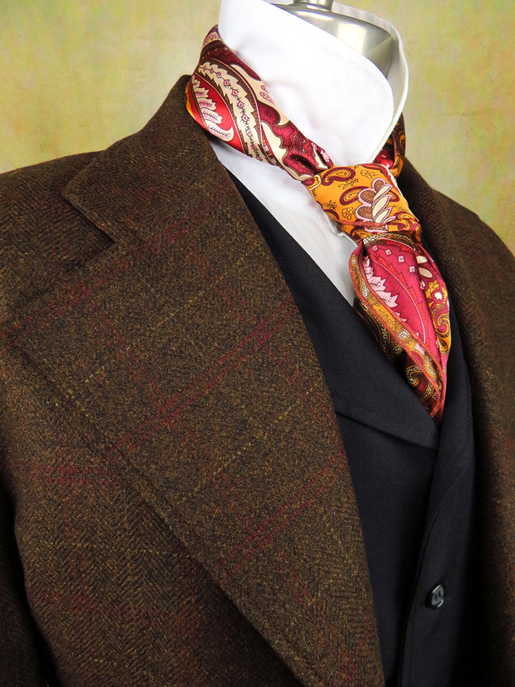 Men's Frock Coat - Ruddy Brown Herringbone with Windowpane