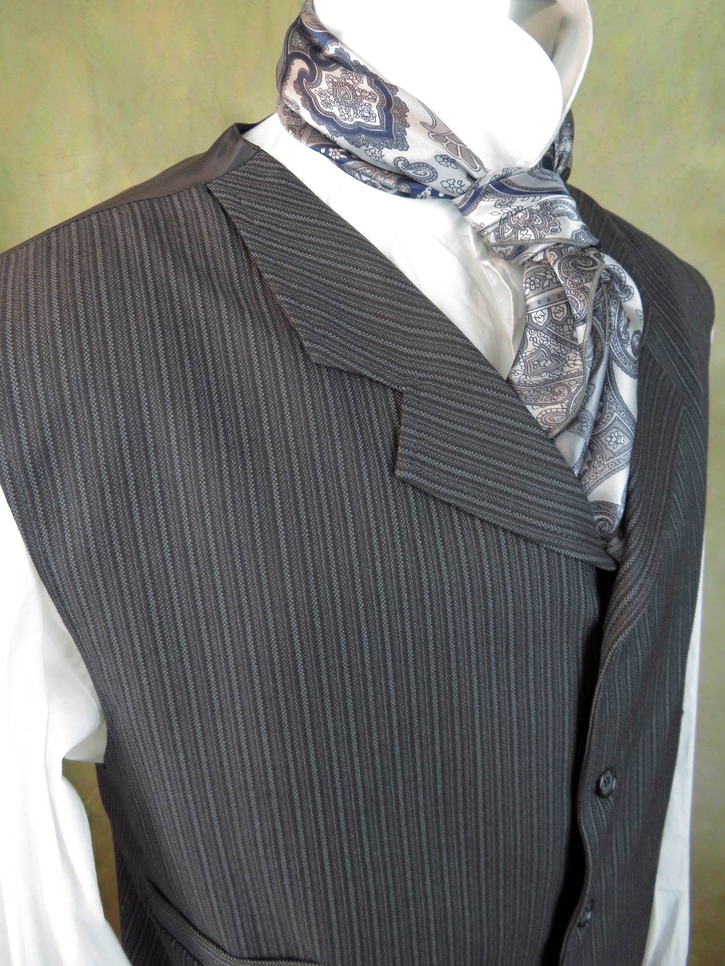 Men's Notch Vest - Stonewashed Blue Antique Morning Stripe #29-B