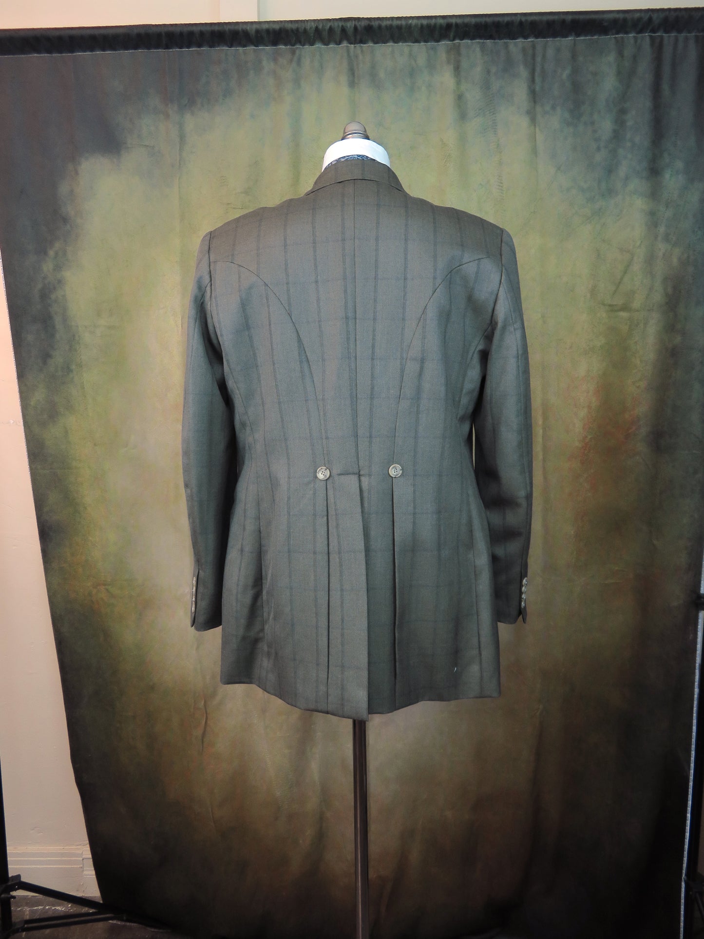 Men's Town Coat - Granite Green Herringbone Windowpane