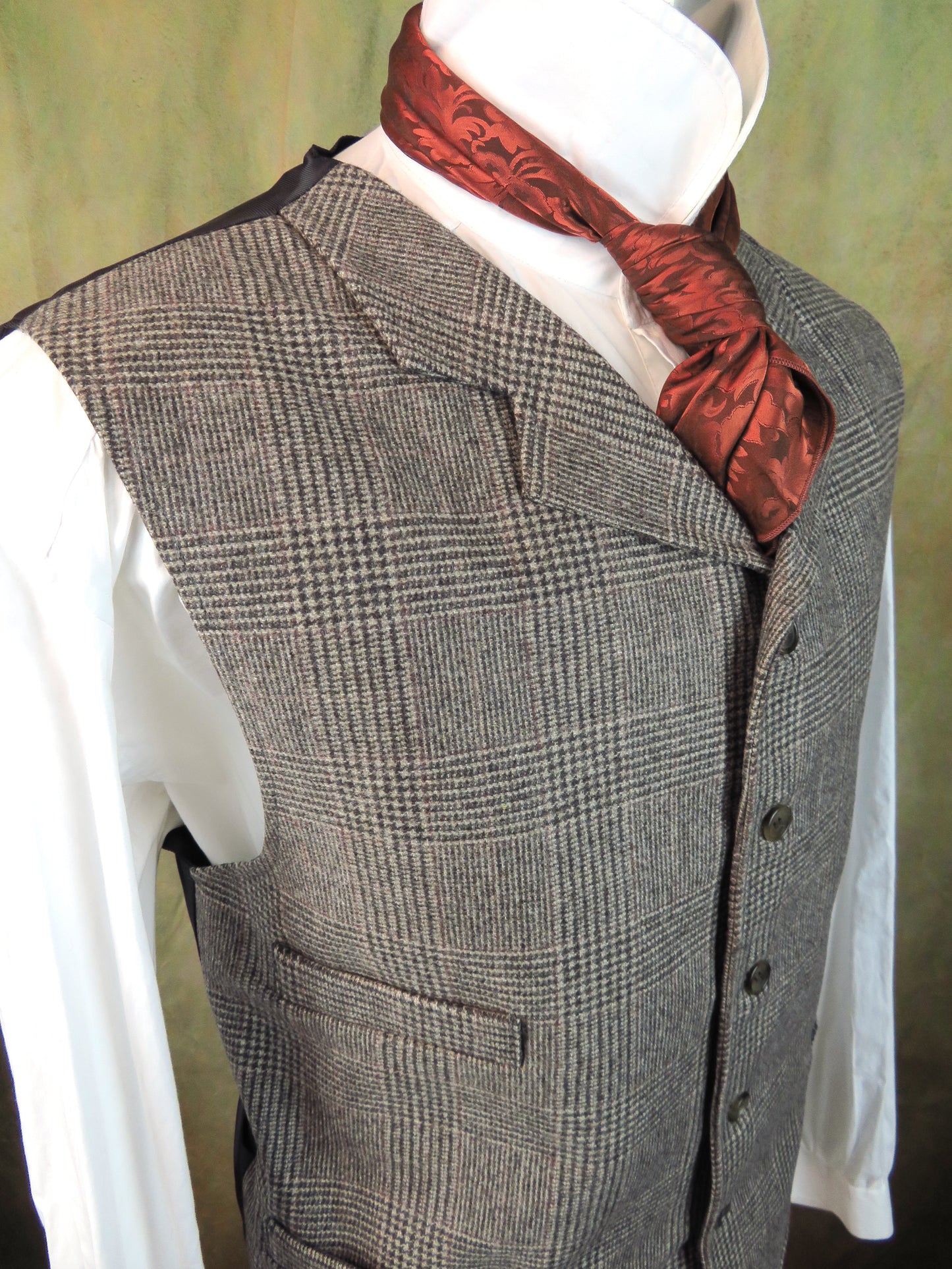Men's Notch Vest - Birch Taupe and Rust Glen Plaid