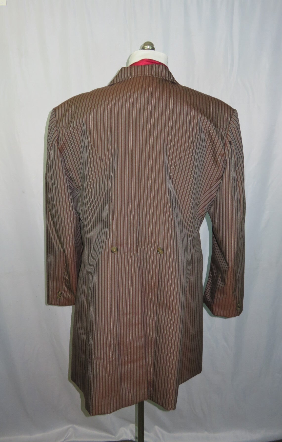 Men's Frock Coat - Brown and Redish Brown Stripe f92