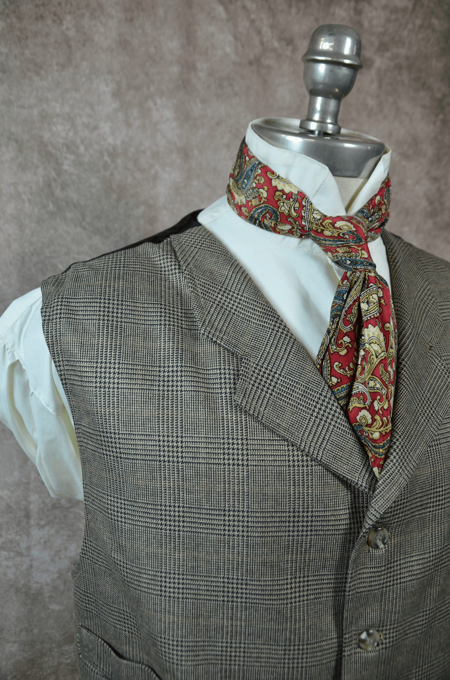 Men's Notch Vest - Tan and Brown Glen Plaid f94