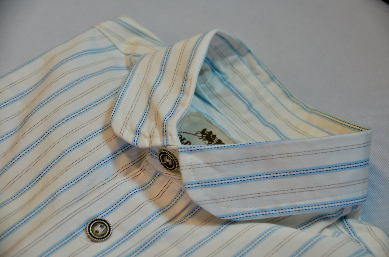 White with Blue Ticking Stripe - Men's Dakota Shirt