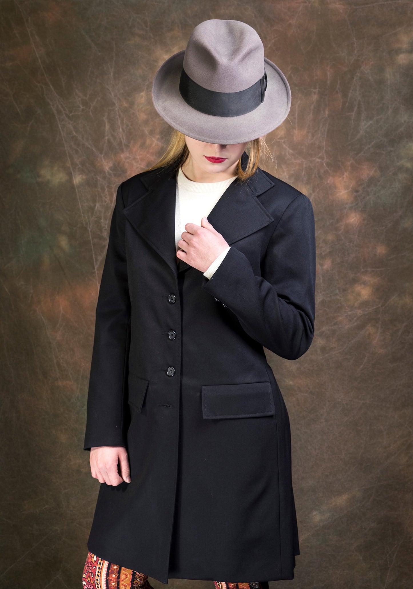 Women's Black Gabardine Tailored Frock Coat