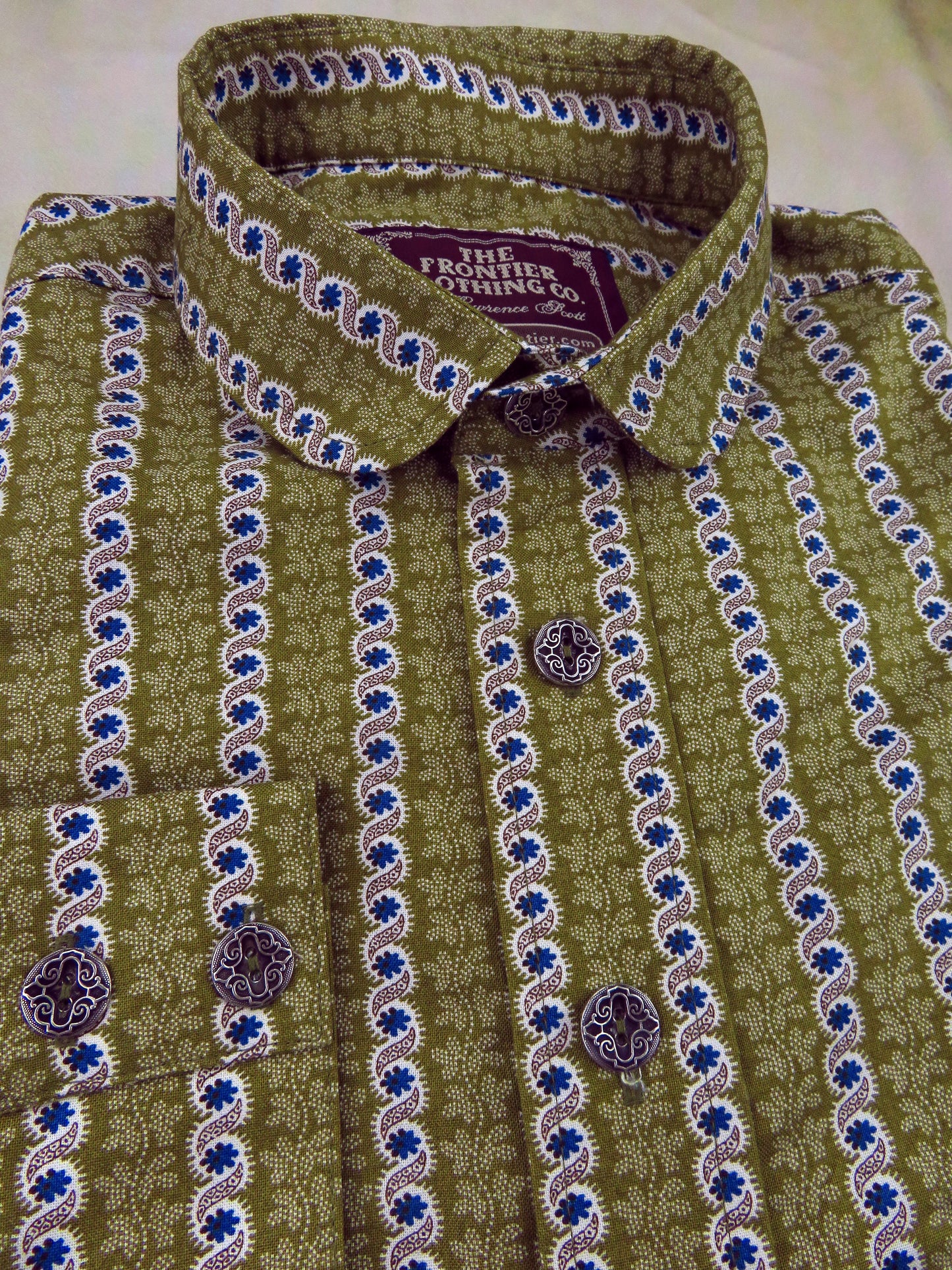 Turquoise and Olive Rope Stripe Men's Dakota Shirt