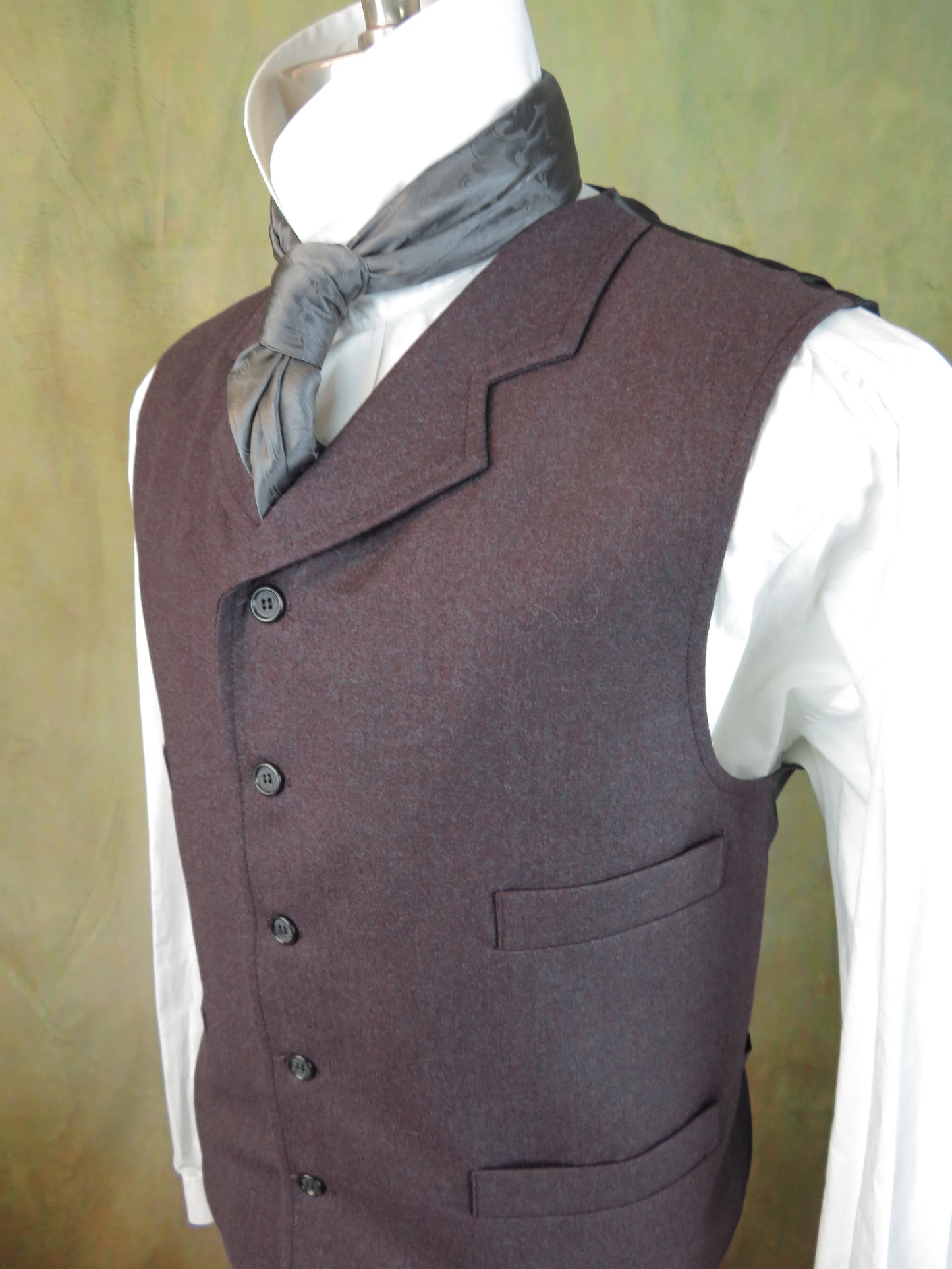Men's Notch Vest - Wine Tweed f11